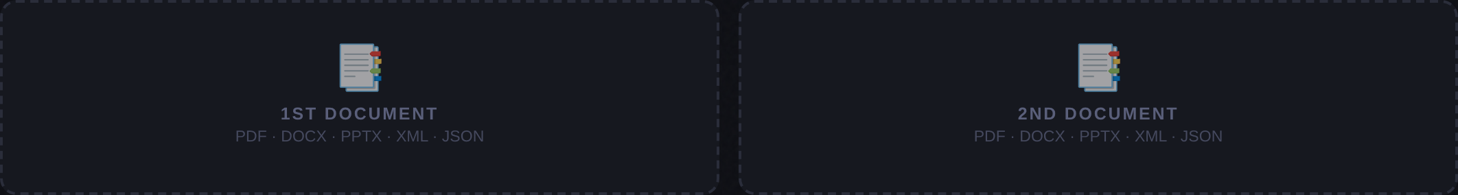 Screenshot of the document upload zones with two files selected